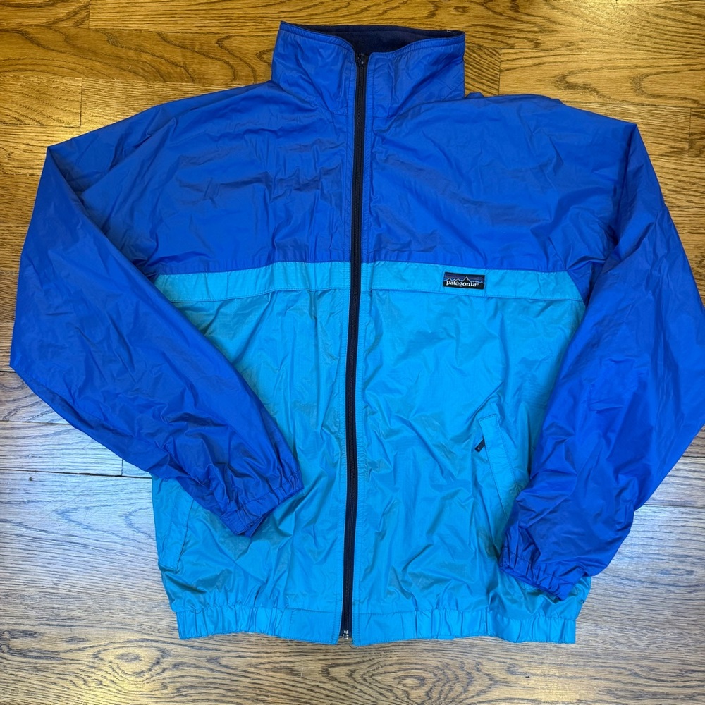 Vintage Patagonia Colorblock Windbreaker Jacket Blue/Teal Men's M Fleece Lined